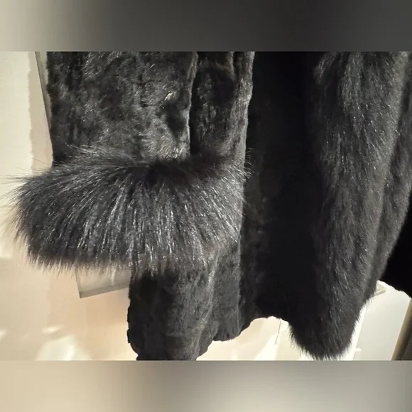 MACY’S FUR VAULT REVERSIBLE REAL MINK FOX COAT FUR SIZE L LARGE HOOD - Picture 2 of 16